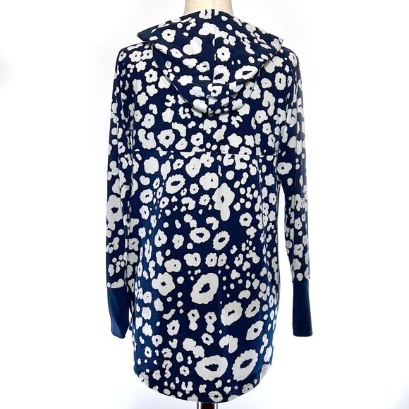 LuLaRoe Blue Floral Hoodie Tunic Size Medium - Picture 6 of 8